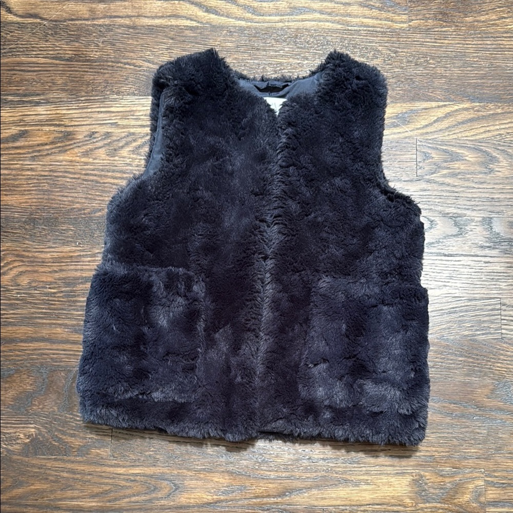 Plush Dark Blue Faux Fur Vest